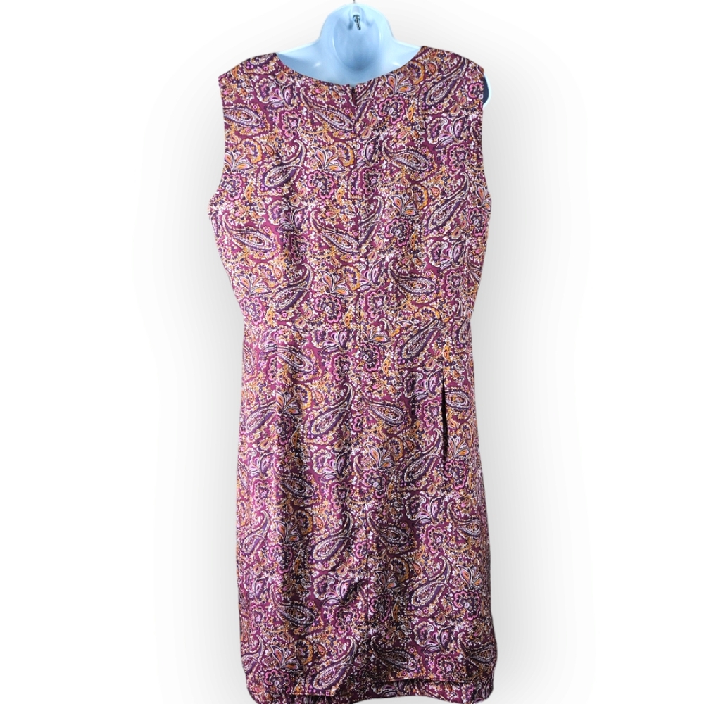 NWOT Garnet Hill purple pink floral paisley silk shift dress Womens 14 - Picture 3 of 8